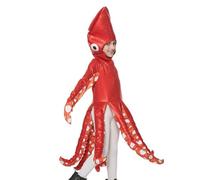 Générique Octopus Costume - Unisex Red Ocean Animal Jumpsuit | Premium Polyester Under Sea Creature Outfit | For Halloween Party School Play Cosplay Sta