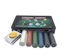 Générique Oker Chip Set - Banker Chips with Cards and Table Cloth | Game Box, 21 Point Blackjack Felt Mat, Complete Professional Tournament Equipment for Game Nights