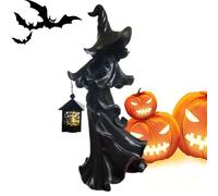 Générique Outdoor Garden Statues - Halloween Witch Lantern Ornament - Vintage Resin Ghost Statue Decoration for Garden, Backyard, Outdoor and Interior, Party and Indoor