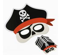 Générique Pack of 6 Cardboard Pirate Masks, 26.5 x 21 cm, Black, Red and White, Pirate Birthday Decoration, for Birthday, Halloween, Children's Parties, Girl or Boy