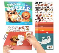 Générique Parent-Child Interactive Awakening Sticker Painting Book | Architecture and Animals Painting Sticker Album Family Meetings Kindergarten Boys Girls