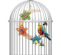 Générique Parrot Perch with Bell and Star Decorative Wooden Hammock Parrot-Shaped Perches for Budgies, for Gabon Grey Cockatoo Macaw Canary Lovebird Cockatiel and Parrot