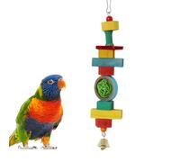 Générique Parrot Toy, Wooden Chewing Toys Parrots, 2.36 x 9.84 in Multicolored Natural Wooden, Bird Toy Bell, Accessory Encourages Activity for Safe Fun Enrichment, Macaws Africa