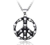 Générique Peace Viking Punk Pendant Necklace Stainless Steel Anti-War Theme