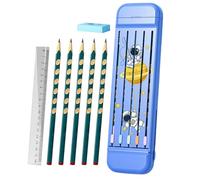 Générique Pencil Box Organizer, Divided Pencil Case, Divided Pencil Organizer Case | Office Pencil Box with 5 Pencils, Eraser, Ruler for Home School, Blue, Se référer au descriptif, Refer to