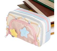 Générique Pencil Case - Five Pointed Star Shaped Supplies Organizer, Large Capacity Zippered Pencil Pouch for Girls School College Travel Drawing Art, Pink, Se référer au descriptif, Refer
