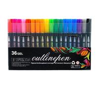 Générique Pens - ABS 24 Colors 28.5x1.5x13.5cm | Shimmering Marker Set With Double Line Effect, Creative Drawing, Journal Lettering | Art Projects Graffiti Highlighters,