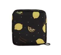 Générique Period Bag, Menstrual Pad, Reusable Zipper Closure Waterproof Lining Compact Size Stylish Look Lightweight Design, Stamp Storage Pouch for Women, 4.72 x 4.72 inches, Multicolored, Black