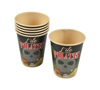 Générique Pirates Island Paper Cups, 25cl, 9cm x 7.5cm, Pack of 6, Black and Red, Pirate Birthday Decoration, for Party, Halloween, Parties Birthday Child, Girl or Boy