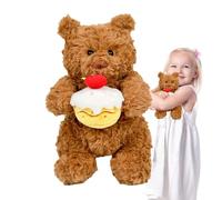 Générique Plush Bear Toy, Bear Plush Toy, Cute Plush Toy Holding Cake Plush Toy Brown Animal Shape Plush Toy Shower Home Decor