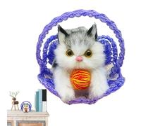 Générique Plush Simulation Cat - 3.15x3.15x3.94 in Plush Animals | Cat, Realistic, Pet, Mini, Woven Basket, Dorma Toy