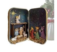Générique Pocket Nativity Set, 3D Portable Religious Ornament with Holy Figurines, Holy Family Christmas Figurines in their Box | for Office, Shelf, Home and Home