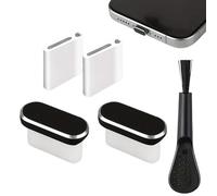 Générique Port Cover - ABS and Metal, 0.39 x 0.24 in Type C Dust Plug Protective Cap | Phone Charger Port Guard, USB C Plug Set with Cleaning Brush for Phones, Tablets, Travel, Gym, Studio