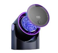 Générique Portable Bladeless Fan, High Speed Table Top Fan with Digital Display, Quiet USB Charging Desk Cooler, Small Cooling Accessories for Home & Office, 13 x 8.5 x 16 cm, Purple, White