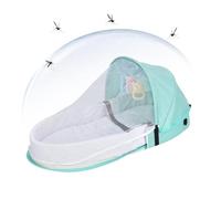 Générique Portable Folding Bed Breathable Cotton Linen Bed with Mesh | Washable Baby Sleeping Pad 0-18 Months Home Living Room Bedroom Family Visits Camping Outdoor Car