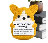 Générique Positive Crochet Animals | Inspirational Decorative Puppy for Office, Crochet Stuffed Animal, for Colleagues, Dad, Friends, Animal Lovers, Daughter, Sister, Sons, Teenagers, Women