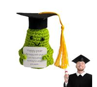 Générique Positive Frog with Affirmation Card - Thread 9x6cm to 9x7cm | Knitted Frog | Cute Positive Crochet Toy | Plush for Graduation