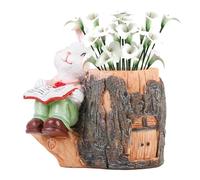 Générique Rabbit Flower Pot, Bunny Resin Garden Container, 13.5 cm Adorable Decorative Animal Flower Pots, Rabbit Planter for Yard, Patio, Lawn, Balcony, Indoor, Outdoor