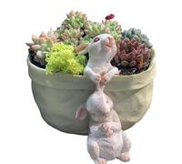 Générique Rabbit Planter, Resin Pot, Decorative Animal Statue, 18 x 16 cm Rabbit Cute Cartoon Planter for Balcony Patio, Garden Art Decoration for Home Outdoor Display