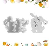 Générique Rabbit Silicone Mould | Family Rabbit Mould For Creating, For Spring Decoration Crafts Plaster Concrete Cement