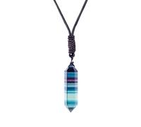 Générique Rainbow Necklace - Reiki Chakra Pendant | Rainbow Fluorite Pendants, Hand Woven Tower Energy Necklace | Mineral & Dice Collection