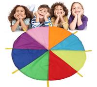 Générique Rainbow Parachute - 3m Tent Set, Lightweight Gymnastics Games, Fabric Enhanced Physics, Gymnastics Parachutes for | Portable Rainbow Fabric Handles