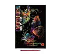 Générique Rainbow Scraper Kit - 4 Rainbow Papers with Pen | A4 Size Set with Sea Creatures Patterns to Develop Your Creativity and Crafts