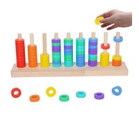 Générique Rainbow Sorting Rings - Wooden Stacking Game Peg Dolls | Color Recognition Educational Sensory Tool for Girls Travel Classroom Preschool Playroom