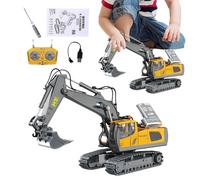 Générique RC Excavator for | Construction Truck Toy with Lights And Sounds | Remote Control Construction Vehicle for Boys Aged 3-8 Years, Indoor And Outdoor, Sandbox, Role