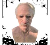 Générique Realistic - Human Face , Costume Accessories with White Hair and Beard for Party Cosplay, Stage Show, Festival, Celebration, Family Meeting, Performance