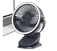Générique Rechargeable Desk Fan, Clipping Desk Fan, 5 Speeds Rechargeable Fan for Home, Office, Travel, Stroller, Gym