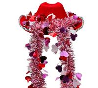 Générique Red Cowboy Hat Love Valentine's Day - 38 x 30 cm Felt Scarf with Heart Design Silver Edge, Unisex Adult Costume for Festivals, Cosplay, Party & Western Theme