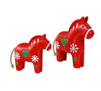 Générique Red Horse Statuette | 2 Pieces Resin Table Decoration - Traditional Equine Ornament - For Living Room Office Bedroom Child Shelf Window Party Spring Birthday Decoration