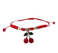 Générique RED ROPE STRAP-TELAVE CABLE STRAP ADUSIBLE WITH FRUIT CHARM | Jewelry Bracelet for Women Girls Fashion Friendship Rope Jewelry Trailer Bracelet, Se référer au descriptif, Alloy Steel, Refer