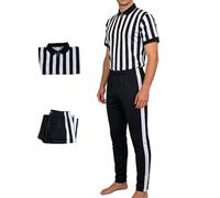 Générique Referee Costume | Black and White Striped Outfit, Short Sleeve Referee Soccer Jersey V Neck with Trousers | For Sports, Gym, Softball, Baseball, Volleyball, Hockey