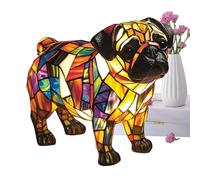 Générique Resin Table Lamp, Table Lamp - Resin Animal Lamp, 3D Bedside Dog Light Retro Stained Home Decoration for Nursery, Bedroom, and Adults