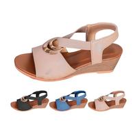 Générique Roman Wedge Sandals, Casual Stable Sandals, Versatile Lightweight Slides, Summer Comfortable Flip-flops, Soft Airy Clogs, Breathable Practical Slippers, Black, 36 EU