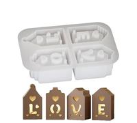 Générique Romantic Resin Casting - Silicone House Love Valentine's Day, Epoxy Heart Shape | 4 Cavities Silicone Home Party Decorations, Decoration