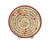 Générique Romantic Wooden Sign, Valentines Holiday Decor, 8 inch Desk Display with Stand, Love Theme Ornament, Heart-Shaped Decoration with Rustic Style, Wife Girlfriend for Home Living Room