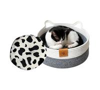 Générique Round Cat Bed | Washable Cotton Rope with Mat - Adorable Bed and Basket for Cats and Rabbits, Puppies, All Seasons, Bedrooms, Living Rooms, Dorm Rooms, Toys, Storage