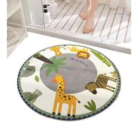 Générique Round Rug - Large Washable Circular, Non-Slip, Water Resistant, Animals Pattern, 1 m for Bedroom, Playroom, Kitchen, Bathroom, Dorm