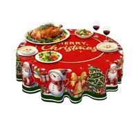 Générique Runde Tischdecke - 220g/260g Vintage Polyester Mit Schutzfunktion | Runde Tischdecke für Weihnachtenn | für Herbst Thanksgiving Winter Feiertag Küche Terrace Essen Party Picknick