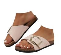 Générique Sandals woman summer comfortable Ladies New Flat Bottom One Word Pillar Casual Soft Bottom Retro Outerwear Pillar Beach Sandals Summer Open Point Espadrilles, white, 5.5 UK