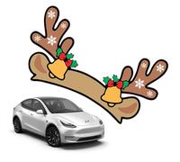 Générique Santa Hat Car Stickers | Self Adhesive Waterproof Festive Decal Santa Hat with Deer Antler | Emblem Sticker Holidays Automotive | for Adults,