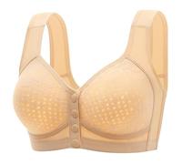 Générique Satin Body Seamless Bra with Snap Front Closure for Women Full Coverage No Underwire Comfortable Lightly Lined Wirefree for Girls Days Red, beige, 10