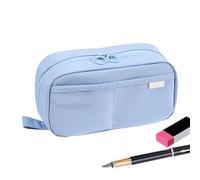 Générique School Pencil Case with Cute Handle Portable Large Opening Pen Organizer | Pencil Case with Zip - for Students Boys Girls Adults, Blue, Se référer au descriptif, Refer to description