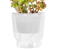Générique Self-Watering Pots for Indoor Plants, Transparent Hydroponic, Flower Containers with Deep Reservoir, Automatic Draining System for African Violets and Orchids