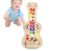 Générique Sensory Activity Chart - Wooden Guitar Toy with LED Light | Sensory Learning | Fine Motor Skills Educational Chart Kid Travel Toy