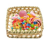Générique Serving Bread Basket, Braided Fruit Basket, Decorative Tray Flat Bottom Washable for Cakes Fruit Buns