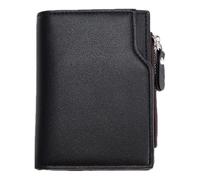 Générique Short Style Zipper Wallet - Zipper Wallet for Men, Small Vertical Zipper Wallet - Snap Button Card Holder Organizer, Black, Se référer au descriptif, Refer to description